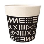 Cache pot en bambou - Marque inconnue - Motif ethnique - Diamètre 13.5 cm - Hauteur 12 cm - Non percé