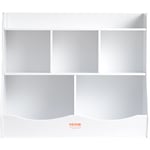 VEVOR Meuble de Rangement pour Enfants 3 Niveaux, Bibliotheque a 5 Cases, Etagere de Rangement en Bois Blanc, Organisateur des Jouets Livres pour