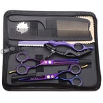 Kit de Ciseaux de Coiffure Professionnel Ciseaux Coiffure 5,5 Peigne Inox Violet Rasoir Acier Japonais Ciseaux Coiffure Desepaissir Ciseaux Cheveux Coupe Frange Barbe pour Coiffeur Adulte Enfant