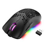 Wireless Lightweight Gaming Mouse,11 Chroma RGB Backlit of 2.4G Wireless Rechargeable Honeycomb Shell Ultralight Mouse with 3200 DPI, 7 Button USB Gaming Mice, for PC Gamers, Xbox and PS4 Users
