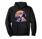 Retro Kitten Cats, Funny Orange Tabby Cats And Black Cats Pullover Hoodie