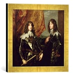 'Image encadrée de Sir Anthony van Dyck "Prince Charles Louis (1617–80) Elector Palatine and his Brother, Prince Rupert (1619–82) of the palatinate, 1637, d'art dans le cadre de haute qualité Photos fait main, 40 x 30 cm, Doré Raya