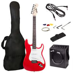 RockJam Full Size Electric Guitar Kit with 10-Watt Guitar Amp, Lessons, Strap, Gig Bag, Picks, Whammy, Lead and Spare Strings - Red