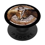 Cute Horse Pop Phone Grip For Girls - Two Horses Horseshoe PopSockets PopGrip - Support et Grip pour Smartphone/Tablette avec un Top Interchangeable