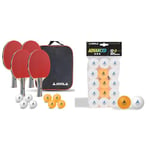 JOOLA Team School Set de Tennis de Table - 4 Raquettes/8 balles & Balle de Tennis de Table 3 étoiles Training Advanced 40 + mm de diamètre balles de ping Pong Blanc 15 pièces