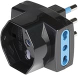 Adaptateur triple prise grande avec 2 prises bivalentes et 1 prise pluristandard standard italienne et allemande P40, noir, PP2364.1