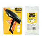 HARDY Pistolet À Colle Thermofusible 65W Avec Cartouches de Colle 10 Pièces Bricolage, Pour Carton, Bois, Papier, Floristique, durable