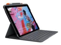 Logitech Slim Folio - Tastatur Og Folioveske - Trådløs - Bluetooth Le - Qwerty - Storbritannia - Oxford-Grå - For Apple 10.2-Inch Ipad Wi-Fi  10.5-Inch Ipad Pro Wi-Fi  10.9-Inch Ipad Wi-Fi  Ipad Air Wi-Fi