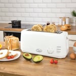 Quest 1400W White 4 Slice Extra Wide Slots Variable Browning Loaf Bread Toaster