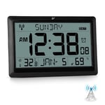 Sukeen LCD Radio Controlled Wall Clock, Digital Wall Clock Battery Operated, 10.6" Desk Clock with Temperature, Humidity, Date, Day, Alarm Clock, DST for Home Kitchen Office School(MSF, UK Version)