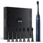 Seago brosse a dent electrique, brosse a dent sonique avec 8 têtes de brosse de rechange, 5 modes et minuteurs intelligents de 2 minutes, 42000VPM brosse à dent voyage (Bleu)