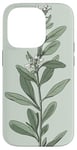 iPhone 14 Pro Leaves Botanical Plant Line Art Sage Green Wildflower Floral Case