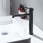 Robinet Vasque à Poser, Mitigeur de Vasque Noir, Robinet de Lavabo Haut Salle de Bains Haute Qualité en Acier Inoxydable Résistant à l'usure,