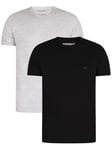 Emporio Armani Mens 2-pack T-shirt Pure Cotton Pajama Top, 1 Black 1 Grey, M UK