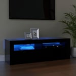 Meuble tv avec lumières led Banc tv Armoire de rangement Noir 120x35x40 cm 14937