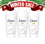 Dove Powder Roll-On Deodorant Antiperspirant 50ml 3-Pack