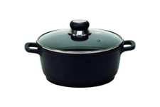 Krüger 2027348 Delta Cast Casserole avec Couvercle en Verre/Aluminium Noir 24 cm