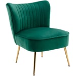 Wahson Office Chairs - Fauteuil de Salon Confortable Fauteuil Scandinave avec Siège Épais Chaise Salon Rembourrée pour Salon et Chambre, Velours, Vert