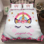 ZZX Bedding Duvet Cover Set Color Cartoon Girl Bed Cover 3PCS Quilt Covers/sheet/pillowcase, Single/Double/King Size,Pink- EU 240x220 cm