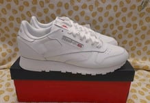 Reebok Classic Leather Trainers Men's  Size 9.5uk White / White Running Gym New