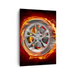 Impression sur Toile 50x70cm Tableaux Image Photo Wheel Flames Rim Decoration