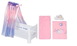 Baby Annabell Sweet Dreams Bed, Doll Bed with Light-Up Canopy, Mattress, Matching Pillow and Blanket for 43cm Dolls, Plays a Lullaby, For Children Aged 3+, 710302 Zapf Creation