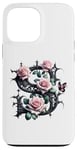 Coque pour iPhone 13 Pro Max Letter S Initial Floral Monogram Rose Pink Flower Butterfly