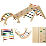 Ensemble d'escalade en bois 5 en 1 - triangle Pikler, arche, bascule, toboggan, rampe - panneaux bois pin