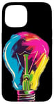 Coque pour iPhone 15 Ampoule multicolore pour garçons et filles