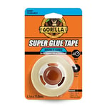 Gorilla Super Glue Tape, 6.1m x 15.88mm – Heavy Duty, Crystal Clear, No Mess Double Sided Tape, Ideal for Permanent Repairs, Quick Fixes & Craft | Bonds Glass, Fabric, Paper, Cardboard & More