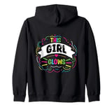 This Girl Glows For Kids Tie Dye Bright Colors 80's And 90's Zip Hoodie