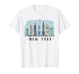 New York City Skyline Statue of Liberty Design White T-Shirt