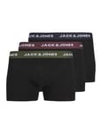 JACK&JONES Men's JACARON Solid Trunks 3 Pack Boxer Shorts, Black/Pack:Black-Black, L