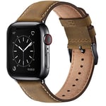 WFEAGL Compatible pour Bracelet Apple Watch 40mm 41mm 38mm 42mm(Séries 10), Bracelet de Cuir Véritable Remplacement pour iWatch Séries 10 9 8 7 6 5 4 3 2 1/SE/Ultra(Marron/Noir)