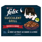 12 Sachets de pâté pour chat Succulent Grill – Sélection Campagne FELIX