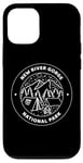 Coque pour iPhone 14 Parc national de New River Gorge, camp, montagne, feu, arbre, lune