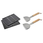 Barbecook Plaque Plancha Universelle pour Barbecue Gaz, pour Siesta, Fonte émaillée, 43 x 35 cm & Lot de 2 Spatules à Plancha, Acier INOX/Bouleau FSC 31 x 1 x 14 cm