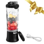 Portable Blender Smoothie Maker for Shakes and Smoothies 600ml Personal Blender Mini Blender USB Rechargeable with 6 Blades Leakproof Smoothie Blender for Gym Travel Sports Office, Black-Total Chef