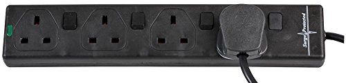 pro elec PL15343 3 m Switched Surge Protected Extension Lead - Black