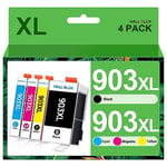 HALLOLUX 903XL Ink Cartridges Compatible for HP 903 XL with Newest Chip Multipack for HP Officejet 6950 6960 Officejet Pro 6960 6970 Black/Cyan/Magenta/Yellow High Yield 4-Pack