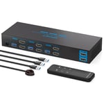 Kvm Switch Hdmi 3 Pc 2 Monitors 4K60Hz Edid Commutateur Kvm Usb 3.0 Pour 3 Ordinateurs Partageant 2 Moniteurs Et 4 Ports Usb Supporte Les Modes De Duplication Et D'Expansion