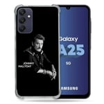 Cokitec Coque Renforcée pour Samsung Galaxy A25 5G Musique Johnny Hallyday Noir