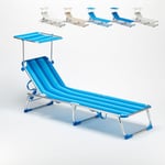 Bain de soleil pliant transat chaise longue piscine pare-soleil California Couleur: Rayures Bleues