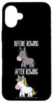 Coque pour iPhone 16 Plus Avant et après Rowing Unicorn Rower