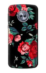 Rose Floral Pattern Black Case Cover For Motorola Moto G6 Plus