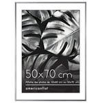 Americanflat Cadre Photo Aluminium 50x70 cm Argenté - Cadre 42x60 cm avec Passe-Partout ou 50x70 cm sans Passe-Partout – Verre Plexiglas, Matériel de Suspension Mural Intégré