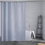 Furlinic Rideau de Douche Bleu Gris Anti Moisissure Tissu en Polyester Imperméable Rideaux Baignoire Textile Lavable pour Salle de Bain 10 Crochets 150x180cm.