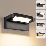 Applique Murale Extérieur Intérieur,22W 3000K blanc chaud Moderne Luminaire Murale,Éclairage Murals Imperméable IP65,Décorative Mur Lampe avec LED Panneau Rotatif pour Couloir Entrée Jardin,Noir