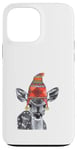 Coque pour iPhone 13 Pro Max Mère de cerf faon mignon portant un chapeau d'hiver tricoté dessin croquis