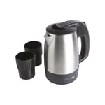 Wahl Small Travel Jug Kettle With 2 Cups 1000W 500ml – Stainless Steel/Black